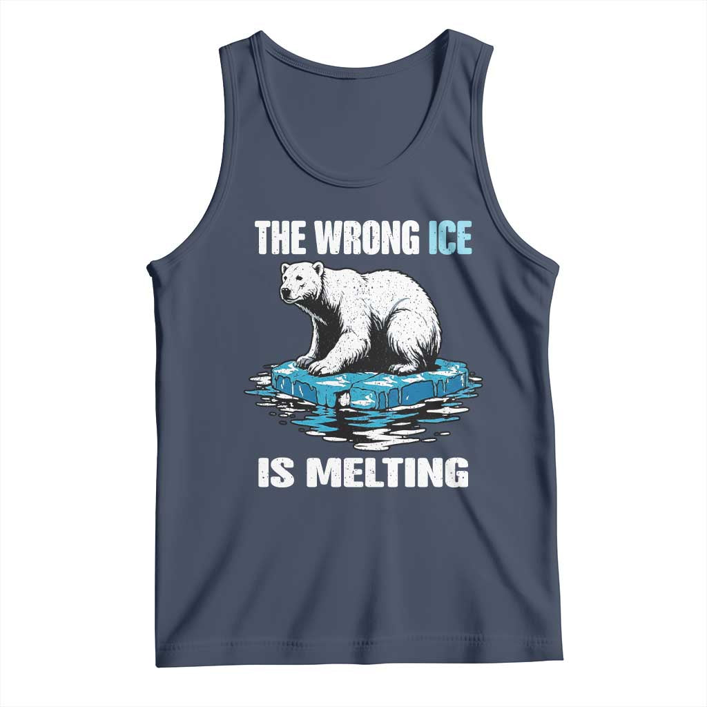 The Wrong Ice is Melting Polar Bear Tank Top Against Ice Environmental Activist Protest TS02 Navy Print Your Wear