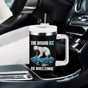 The Wrong Ice is Melting Polar Bear Tumbler With Handle Against Ice Environmental Activist Protest TS02 Print Your Wear