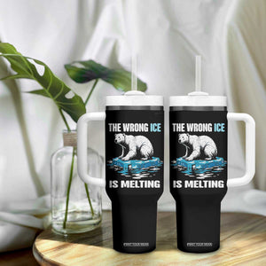 The Wrong Ice is Melting Polar Bear Tumbler With Handle Against Ice Environmental Activist Protest TS02 Print Your Wear