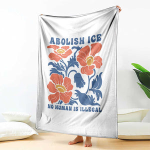 Retro Floral Protest Abolish Ice Throw Blanket No Human is Illegal Peaceful Pro-Immigrant TS02 Print Your Wear