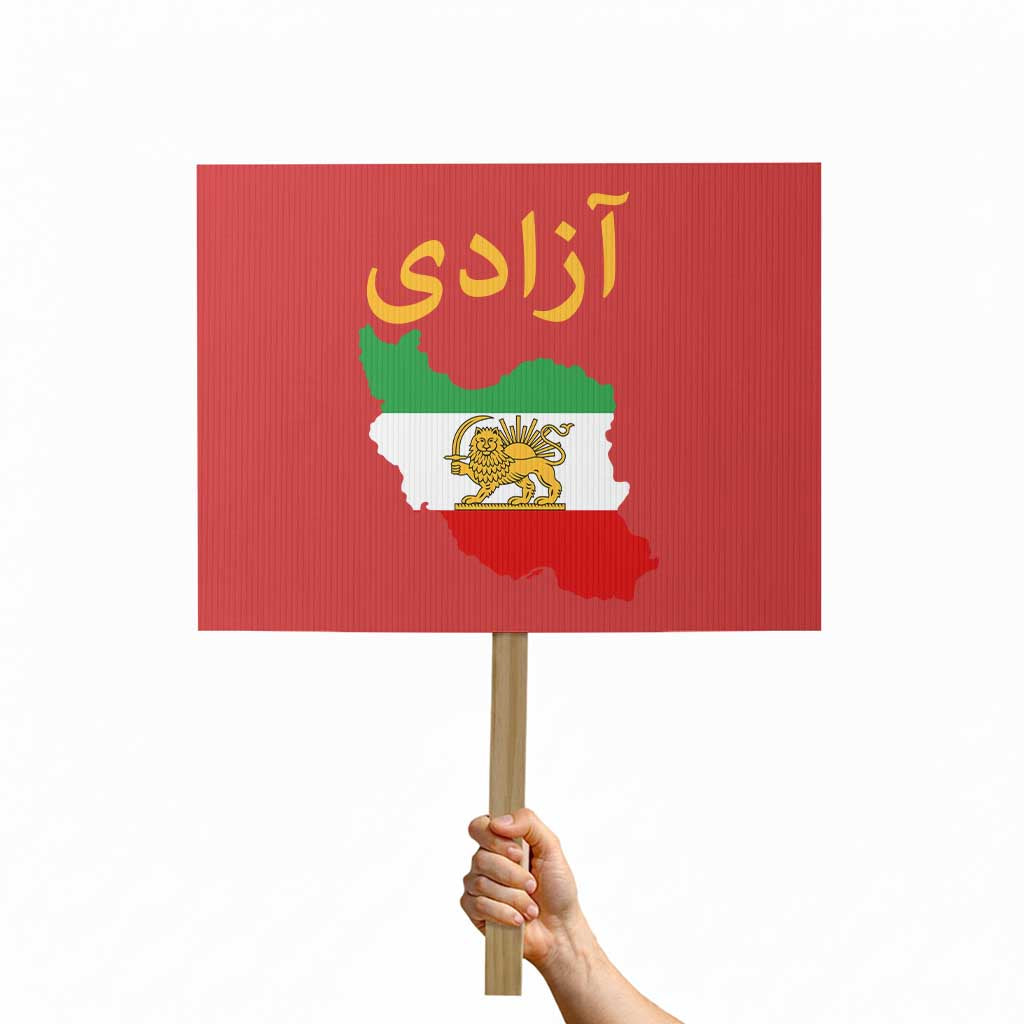 Freedom Iran Sun and Lion Flag Protest Sign Free Iranian Revolution 2026 TS02 Horizontal 18