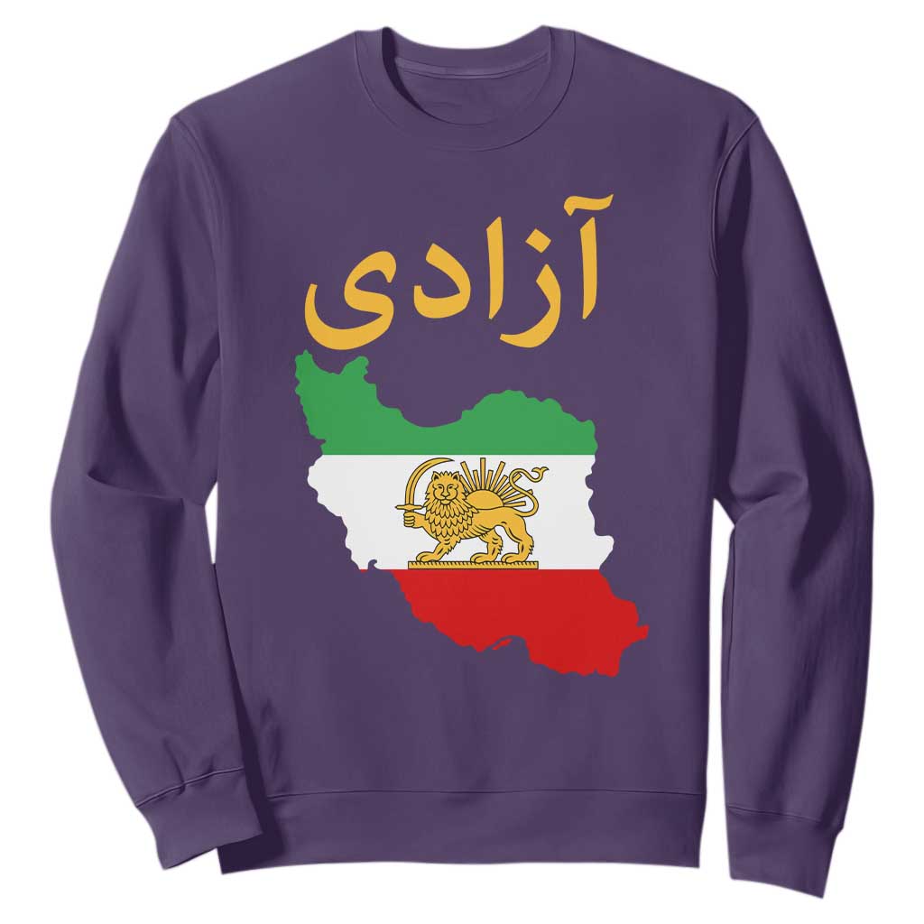 Freedom Iran Sun and Lion Flag Sweatshirt Free Iranian Revolution 2026 TS02 Purple Print Your Wear