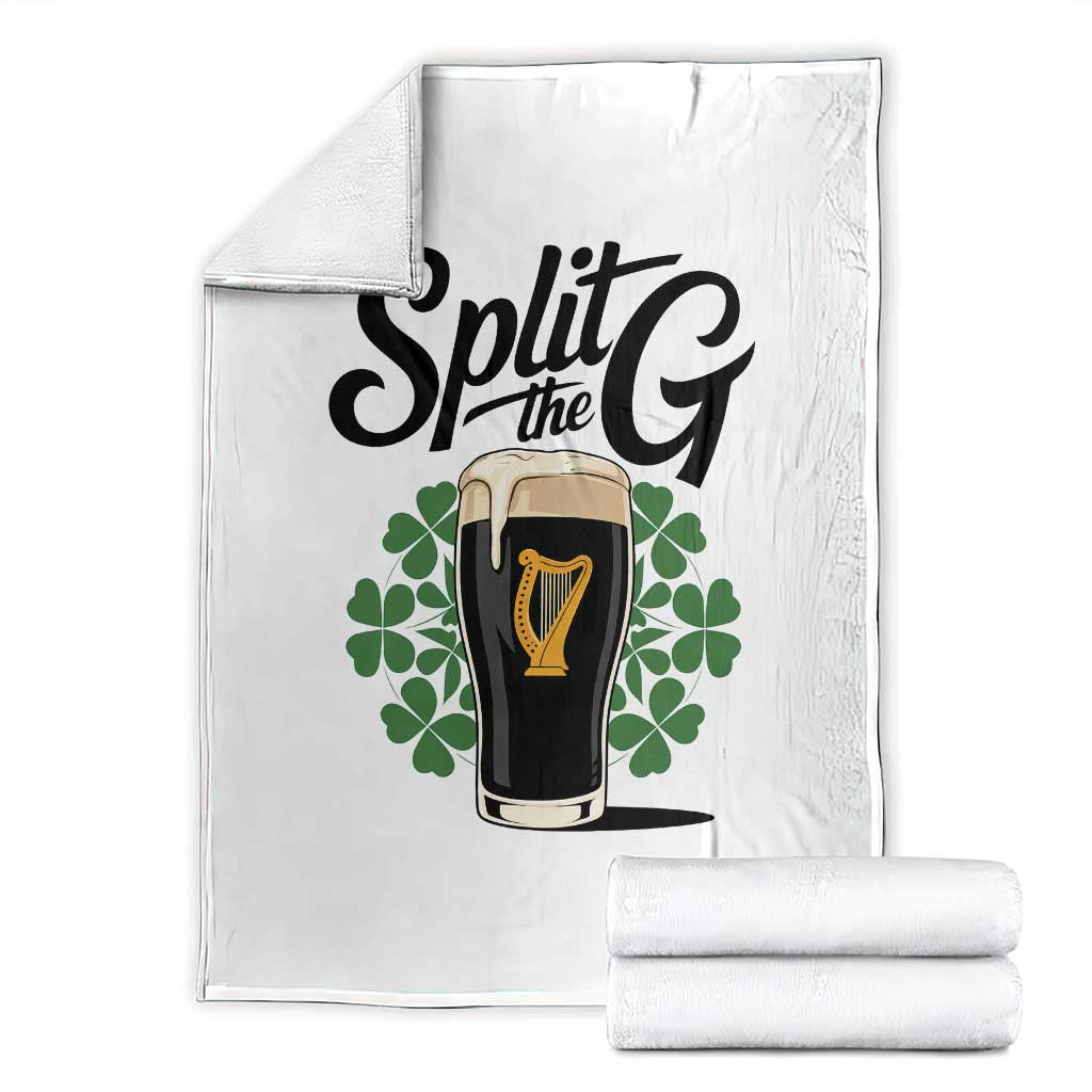 Split the G Funny Irish Drinking Throw Blanket St. Patrick’s Day Stout Beer Lovers Pub Crawls TS02 White Print Your Wear