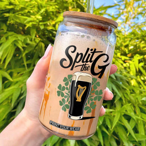 Split the G Funny Irish Drinking Glass Can St. Patrick’s Day Stout Beer Lovers Pub Crawls TS02 White Print Your Wear