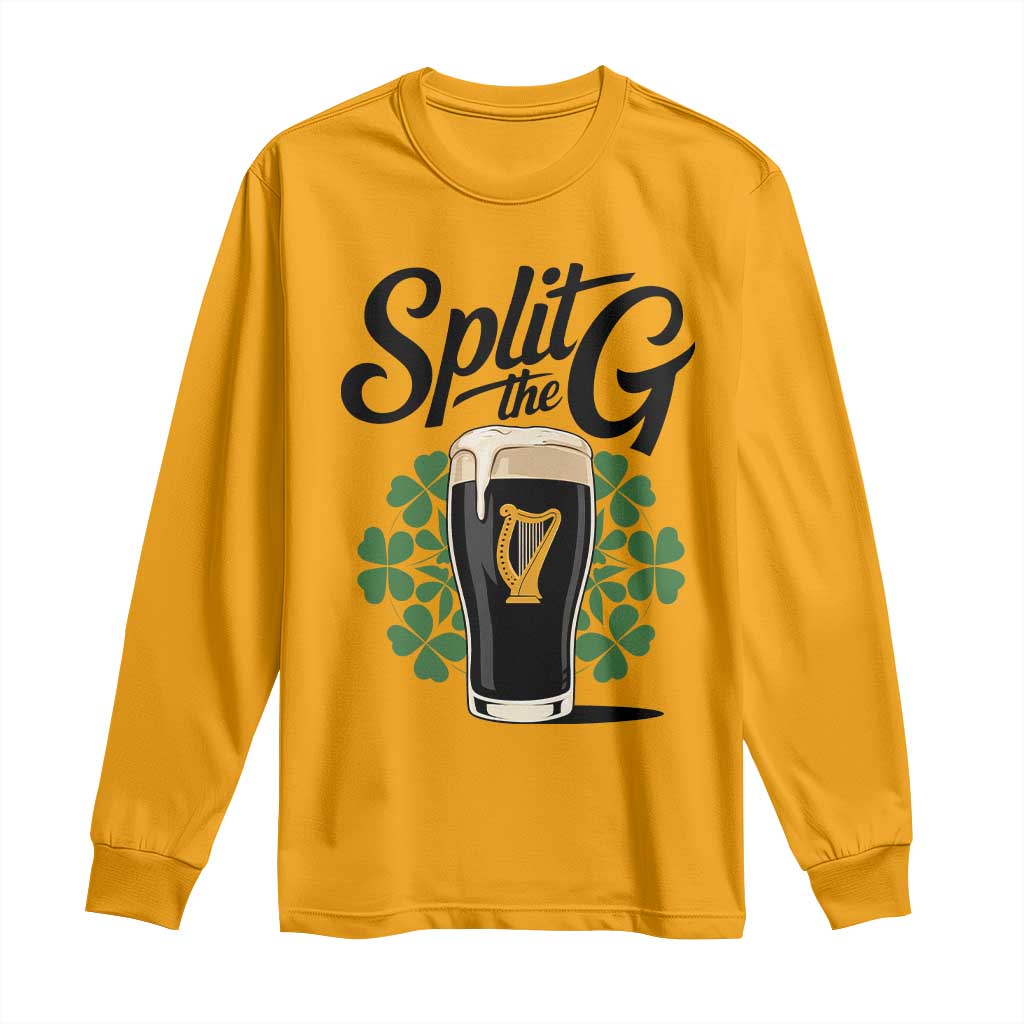 Split the G Funny Irish Drinking Long Sleeve Shirt St. Patrick’s Day Stout Beer Lovers Pub Crawls TS02 Gold Print Your Wear