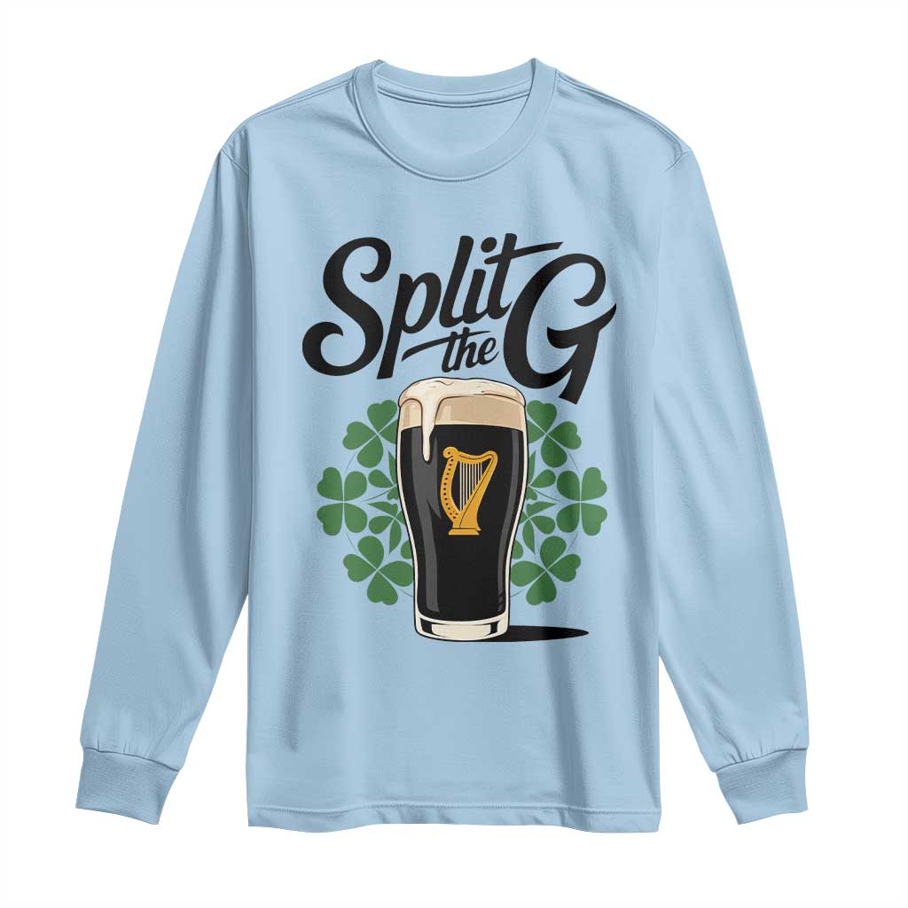 Split the G Funny Irish Drinking Long Sleeve Shirt St. Patrick’s Day Stout Beer Lovers Pub Crawls TS02 Light Blue Print Your Wear