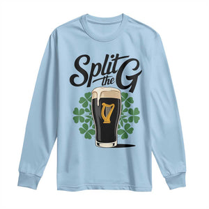 Split the G Funny Irish Drinking Long Sleeve Shirt St. Patrick’s Day Stout Beer Lovers Pub Crawls TS02 Light Blue Print Your Wear