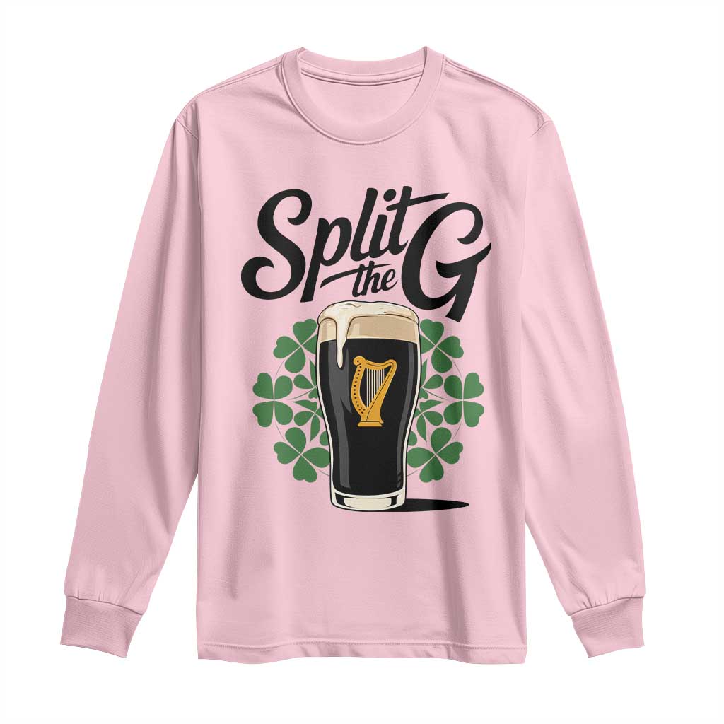 Split the G Funny Irish Drinking Long Sleeve Shirt St. Patrick’s Day Stout Beer Lovers Pub Crawls TS02 Light Pink Print Your Wear