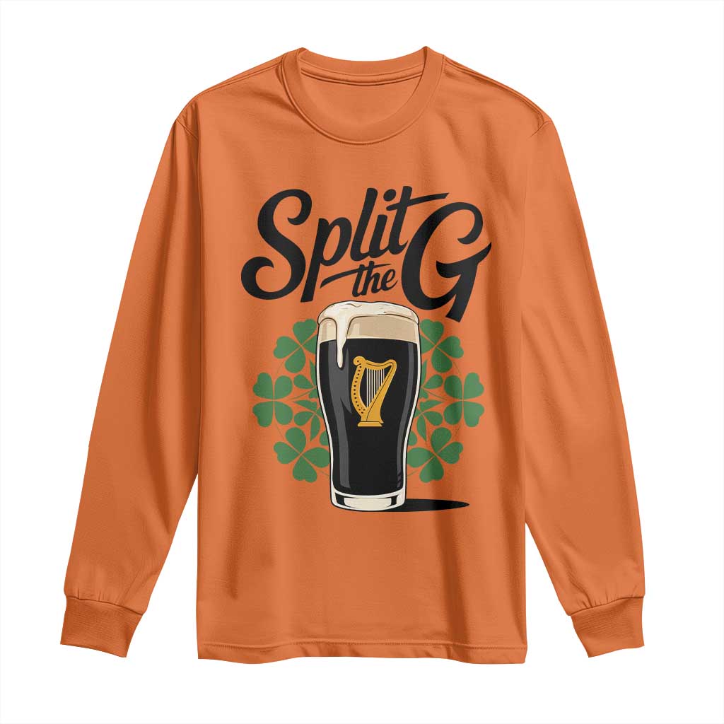 Split the G Funny Irish Drinking Long Sleeve Shirt St. Patrick’s Day Stout Beer Lovers Pub Crawls TS02 Orange Print Your Wear