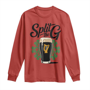 Split the G Funny Irish Drinking Long Sleeve Shirt St. Patrick’s Day Stout Beer Lovers Pub Crawls TS02 Red Print Your Wear