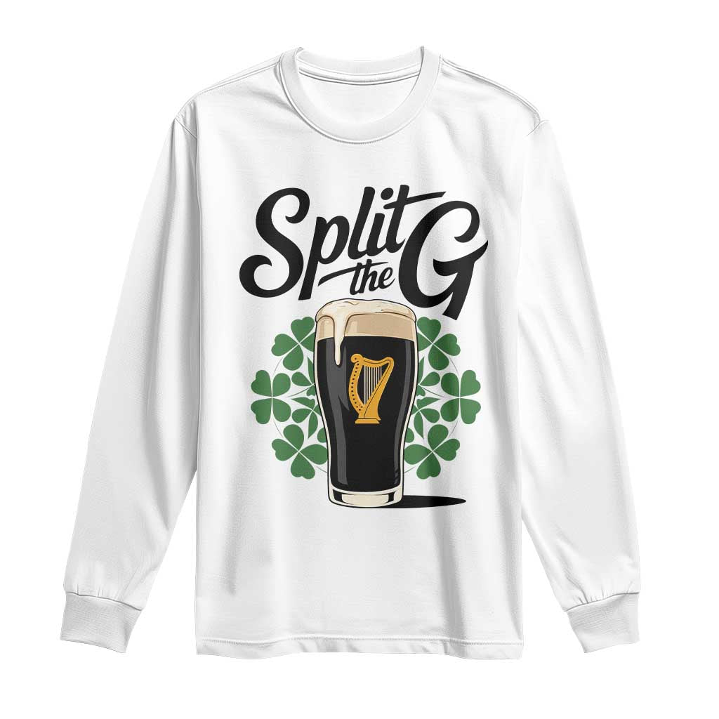 Split the G Funny Irish Drinking Long Sleeve Shirt St. Patrick’s Day Stout Beer Lovers Pub Crawls TS02 White Print Your Wear