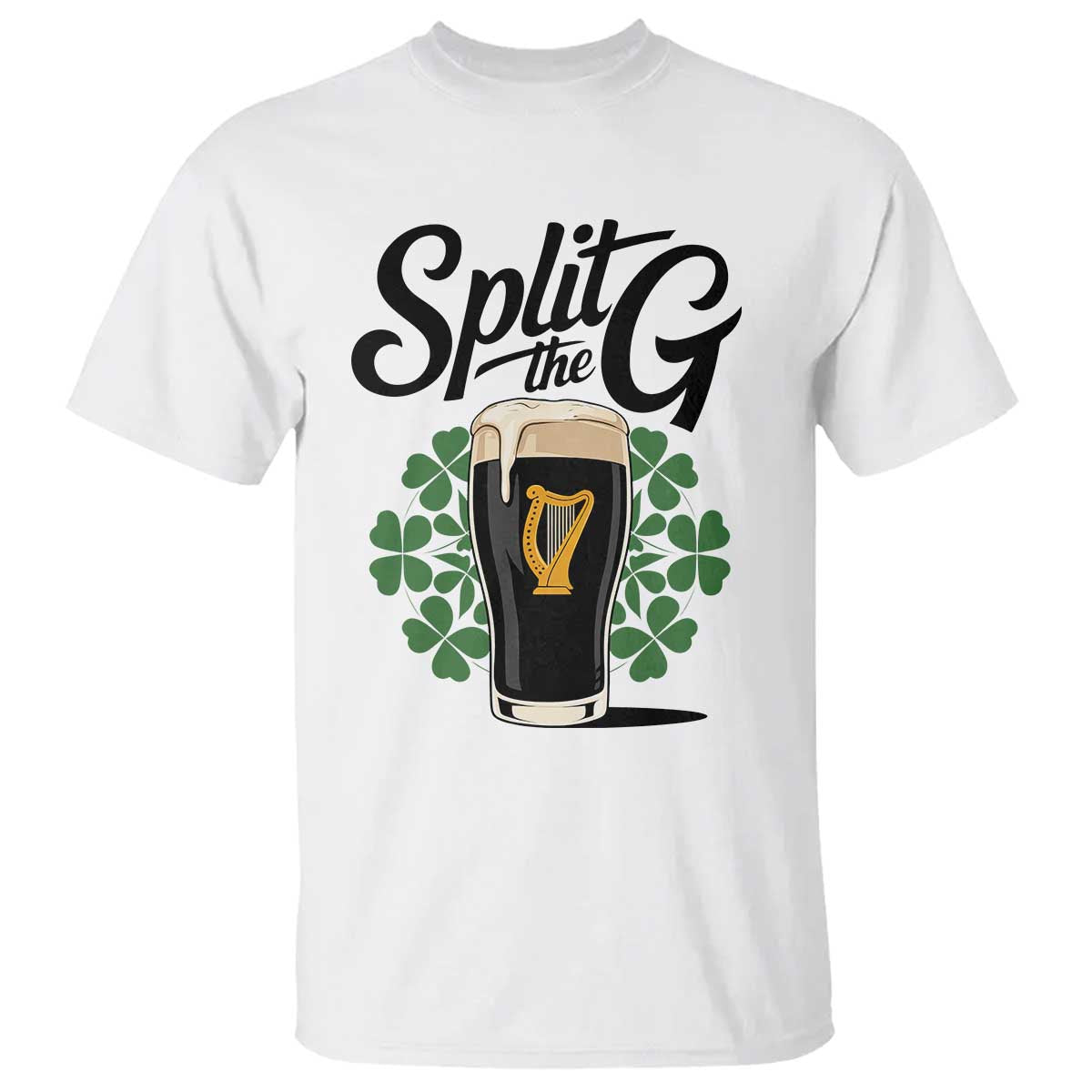 Split the G Funny Irish Drinking T Shirt St. Patrick’s Day Stout Beer Lovers Pub Crawls TS02 White Print Your Wear
