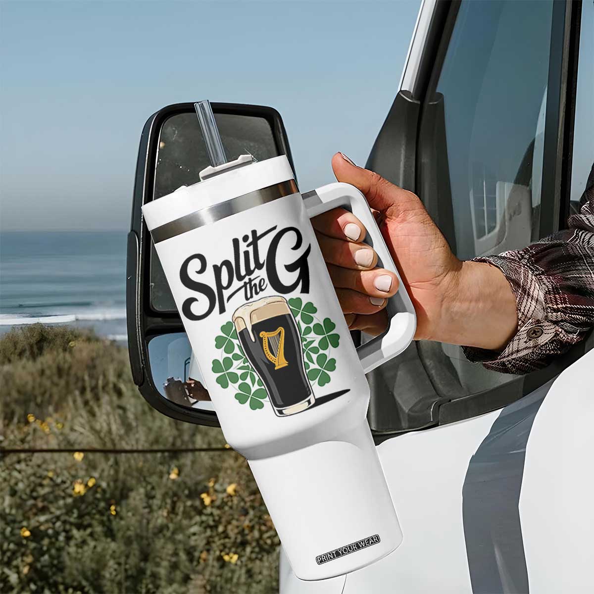 Split the G Funny Irish Drinking Tumbler With Handle St. Patrick’s Day Stout Beer Lovers Pub Crawls TS02 Print Your Wear