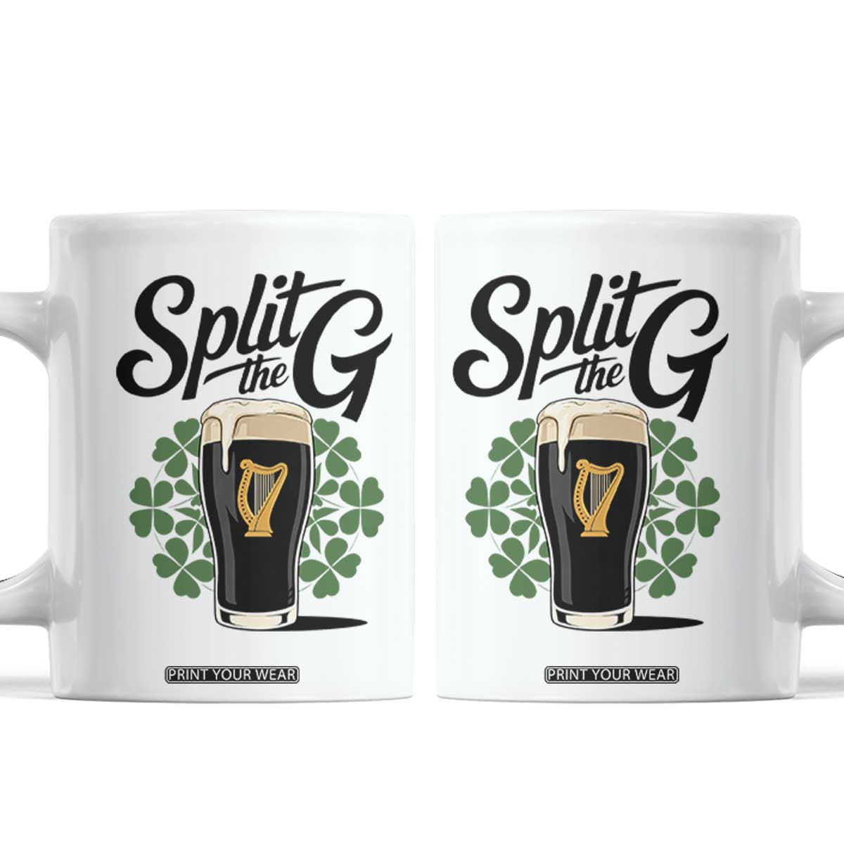 Split the G Funny Irish Drinking Coffee Mug St. Patrick’s Day Stout Beer Lovers Pub Crawls TS02 White Print Your Wear