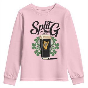 Split the G Funny Irish Drinking Youth Sweatshirt St. Patrick’s Day Stout Beer Lovers Pub Crawls TS02 Light Pink Print Your Wear