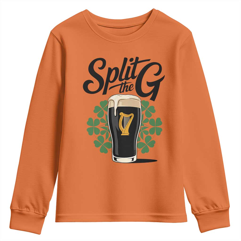 Split the G Funny Irish Drinking Youth Sweatshirt St. Patrick’s Day Stout Beer Lovers Pub Crawls TS02 Orange Print Your Wear