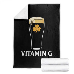 Vitamin G Funny Irish Stout Beer Throw Blanket St. Patrick’s Day Drinking Humor TS02 Black Print Your Wear