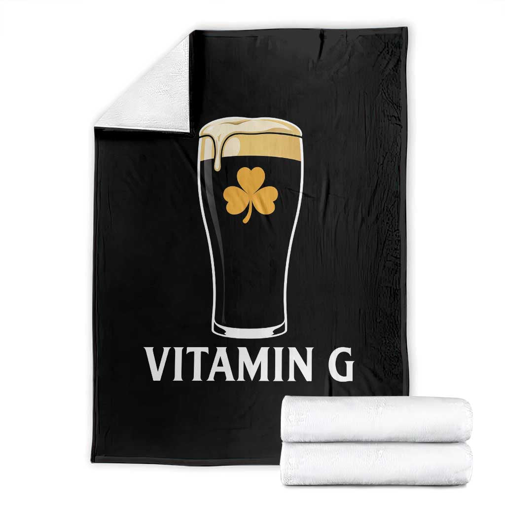 Vitamin G Funny Irish Stout Beer Throw Blanket St. Patrick’s Day Drinking Humor TS02 Black Print Your Wear