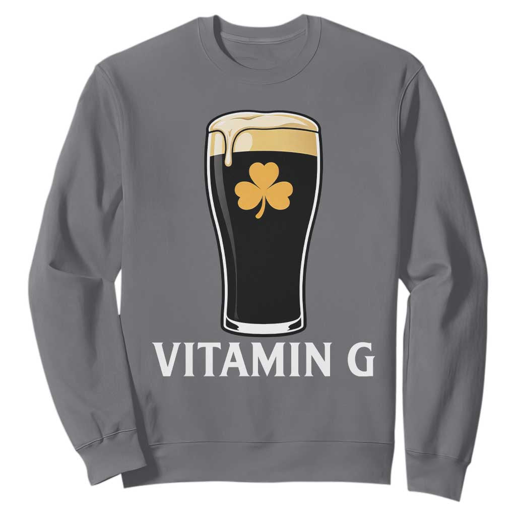 Vitamin G Funny Irish Stout Beer Sweatshirt St. Patrick’s Day Drinking Humor TS02 Charcoal Print Your Wear