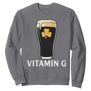 Vitamin G Funny Irish Stout Beer Sweatshirt St. Patrick’s Day Drinking Humor TS02 Charcoal Print Your Wear