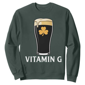 Vitamin G Funny Irish Stout Beer Sweatshirt St. Patrick’s Day Drinking Humor TS02 Dark Forest Green Print Your Wear