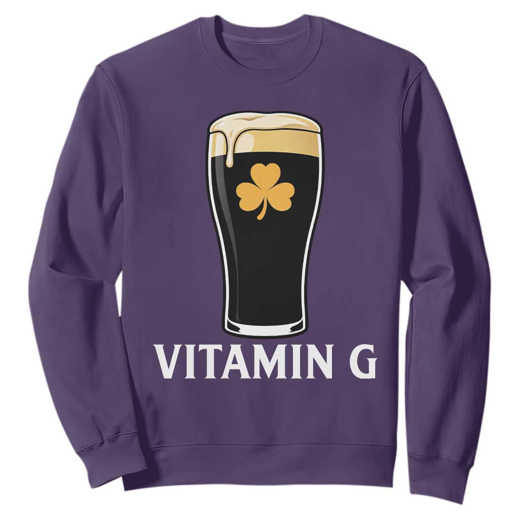 Vitamin G Funny Irish Stout Beer Sweatshirt St. Patrick’s Day Drinking Humor TS02 Purple Print Your Wear