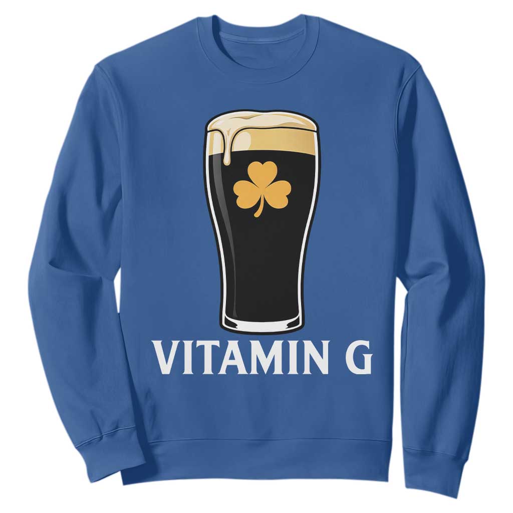Vitamin G Funny Irish Stout Beer Sweatshirt St. Patrick’s Day Drinking Humor TS02 Royal Blue Print Your Wear