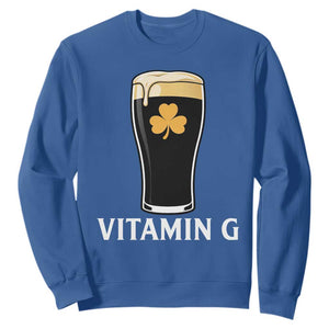 Vitamin G Funny Irish Stout Beer Sweatshirt St. Patrick’s Day Drinking Humor TS02 Royal Blue Print Your Wear