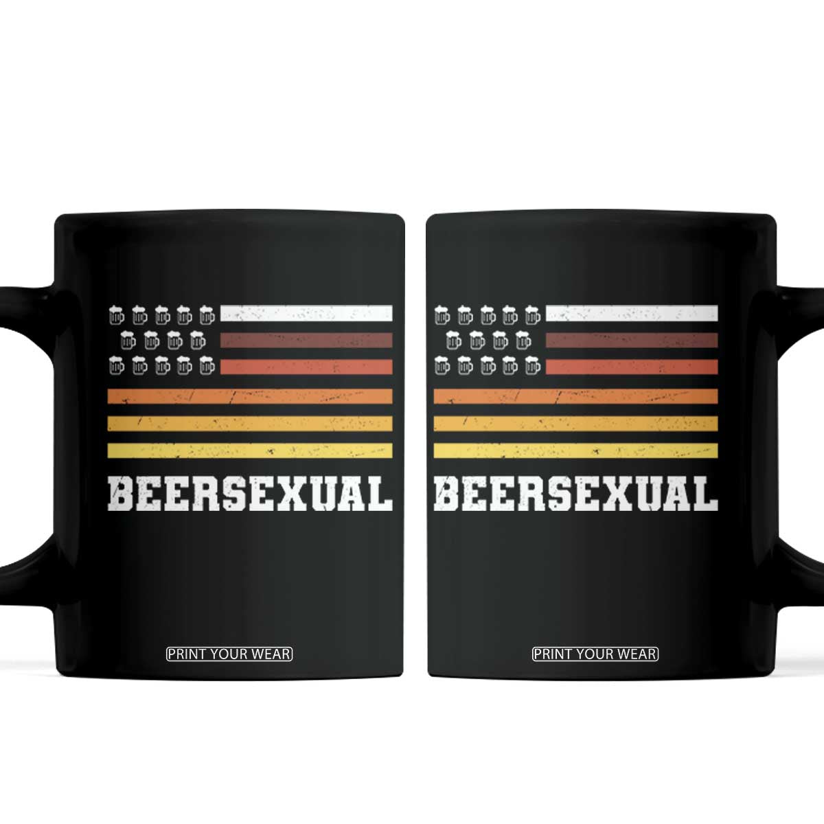 Beersexual Funny Beer Lover Graphic Coffee Mug Vintage American Flag Parody TS02 Black Print Your Wear