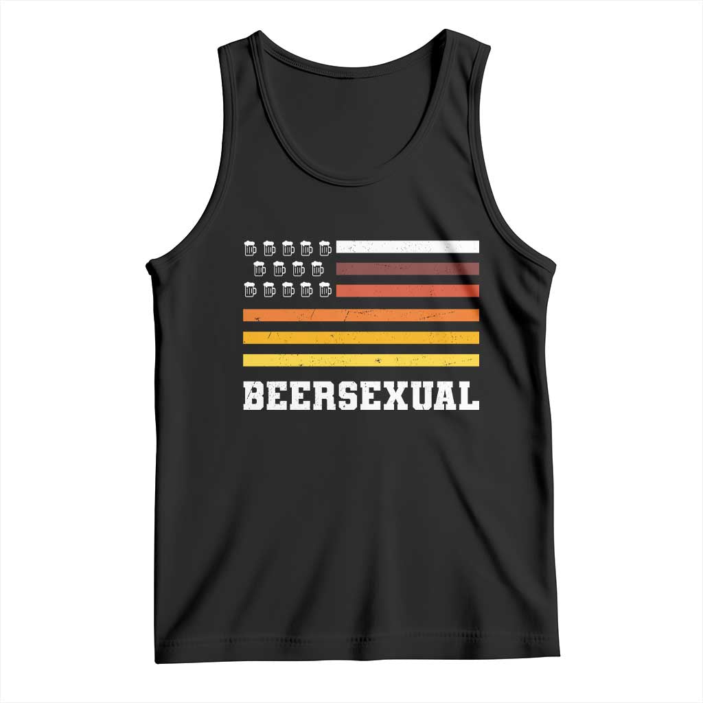 Beersexual Funny Beer Lover Graphic Tank Top Vintage American Flag Parody TS02 Black Print Your Wear