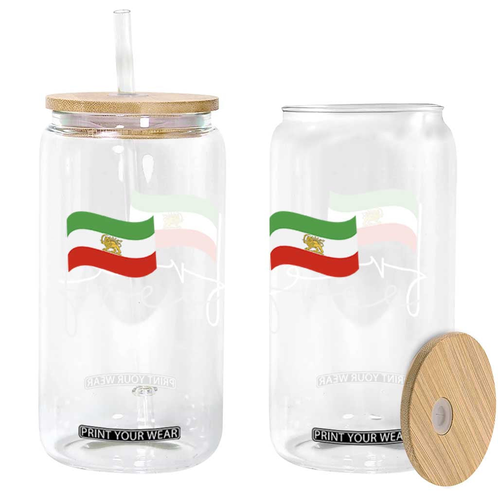 Free Iran Persian Flag Glass Can Iranian Freedom Supporters Revolution TS02 Print Your Wear
