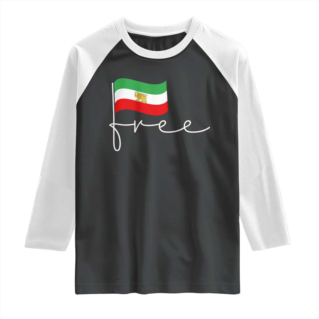 Free Iran Persian Flag Raglan Shirt Iranian Freedom Supporters Revolution TS02 Black White Print Your Wear