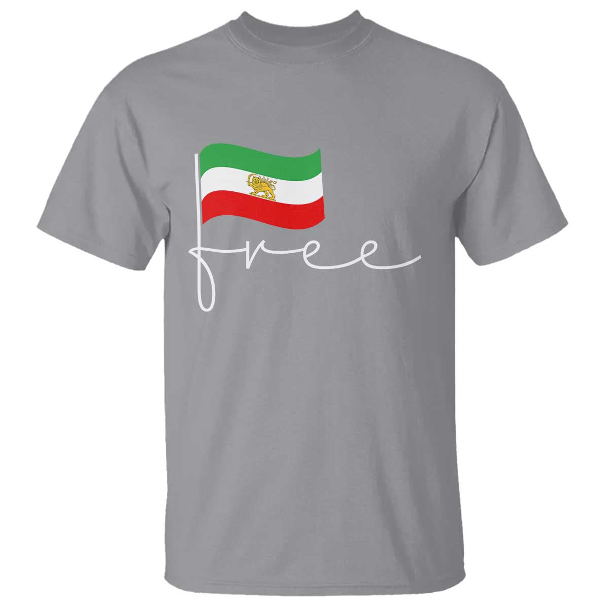 Free Iran Persian Flag T Shirt Iranian Freedom Supporters Revolution TS02 Sport Gray Print Your Wear