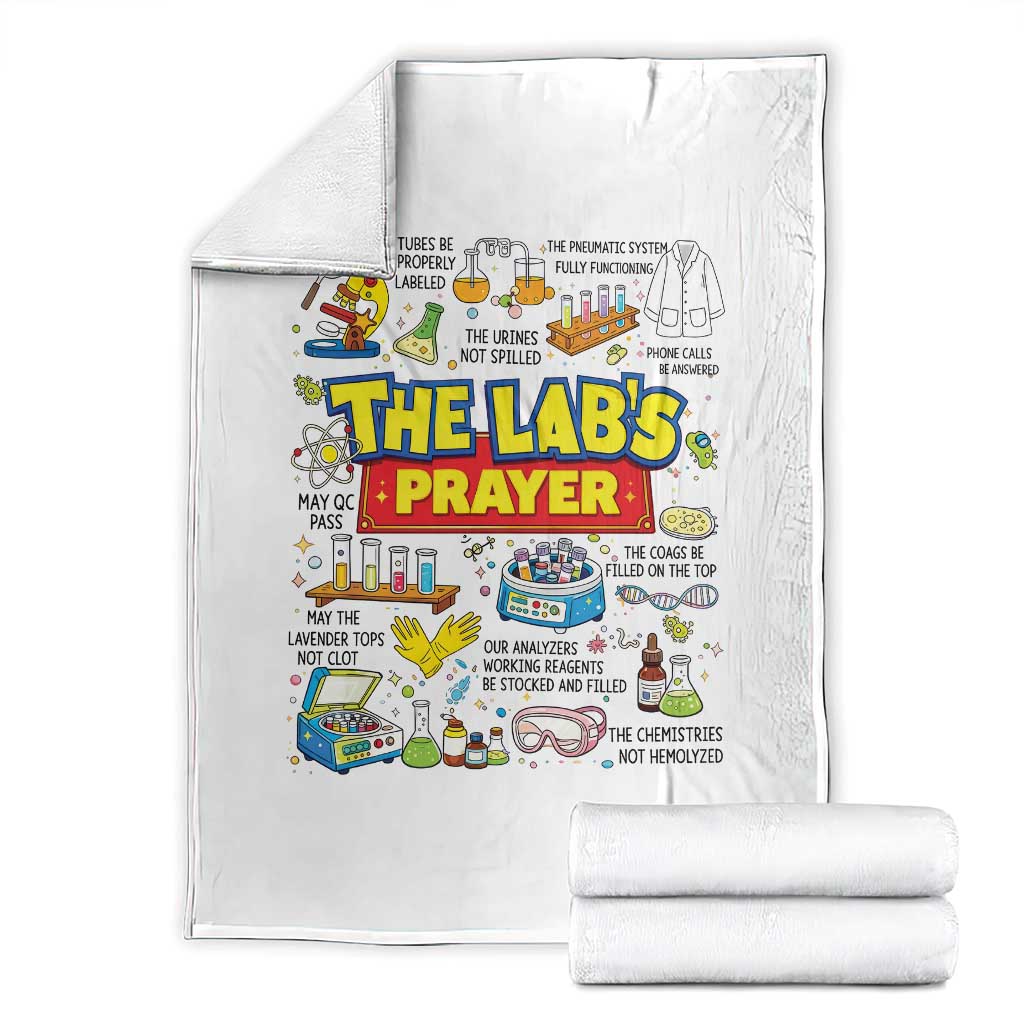 The Lab’s Prayer Funny Lab Week 2026 Throw Blanket Medical Laboratory Scientist Humor Gift for Lab Techs TS02 White Print Your Wear