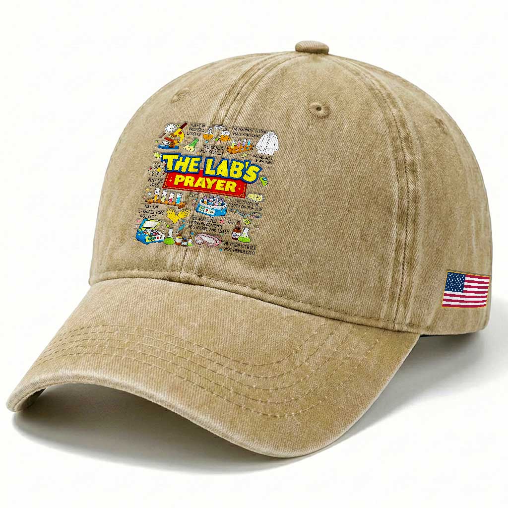 The Lab’s Prayer Funny Lab Week 2026 Washed Cotton Baseball Cap Medical Laboratory Scientist Humor Gift for Lab Techs TS02 Print Your Wear