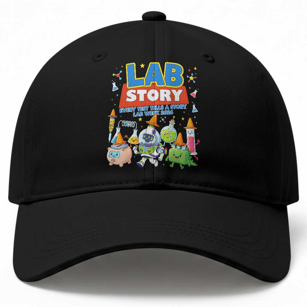 Lab Story Every Test Tells a Story Lab Week 2026 Baseball Cap Science Characters Lab Techs Medical Laboratory TS02 Print Your Wear