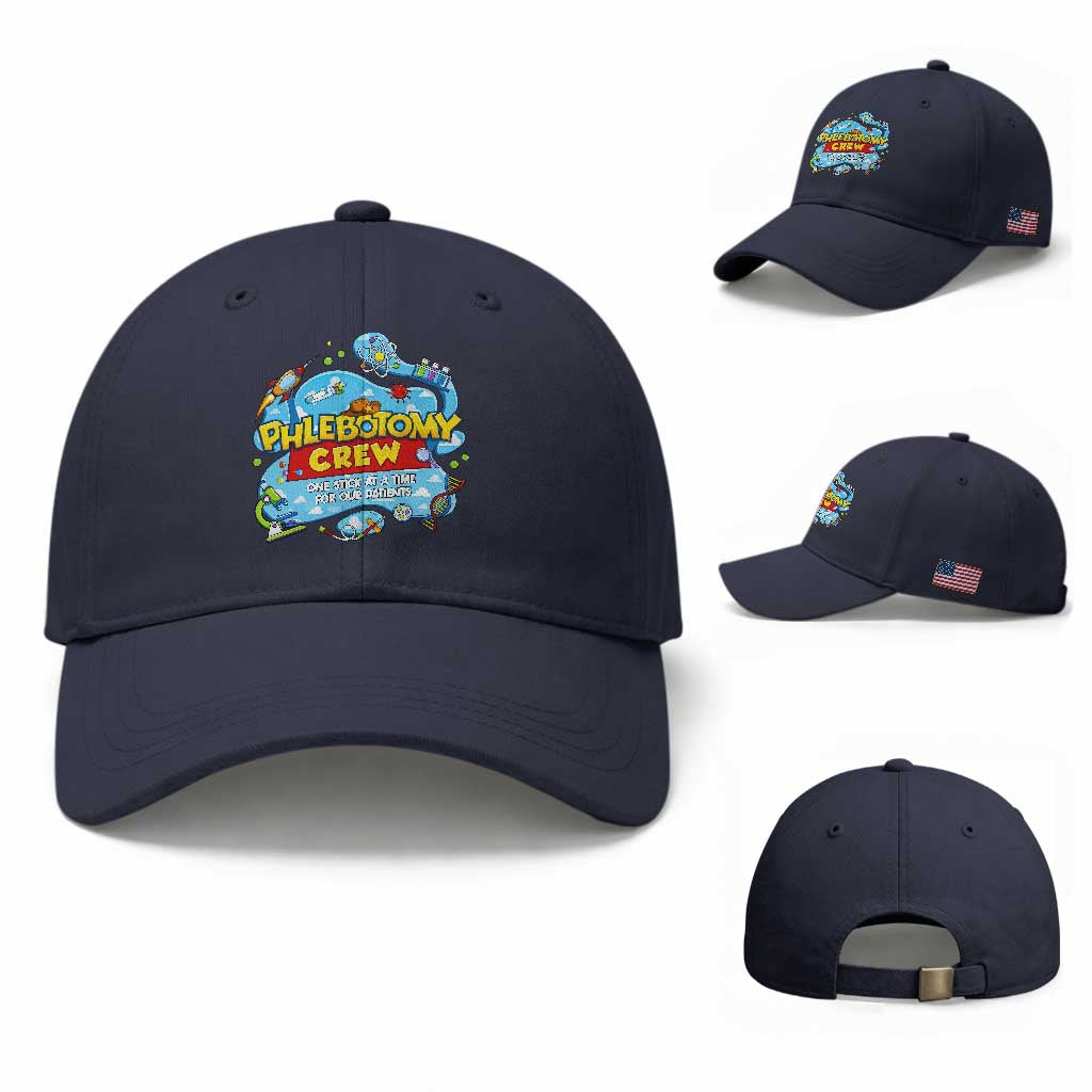 Phlebotomy Crew Lab Week 2026 Baseball Cap One Stick At A Time Funny Phlebotomist Healthcare Lab TS02 Baseball Cap Universal Fit Navy Print Your Wear