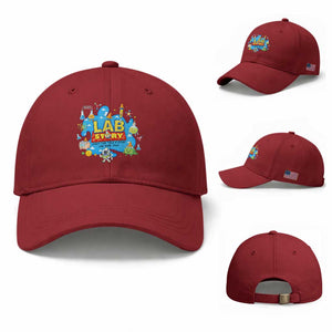Lab Story Lab Week 2026 Celebration Baseball Cap Every Test Tells a Story Medical Lab Tech Appreciation Gift TS02 Baseball Cap Universal Fit Cherry Red Print Your Wear
