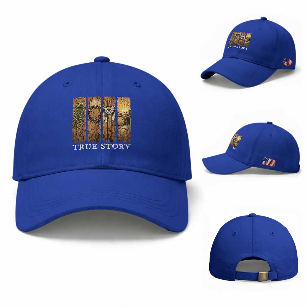 Christian Easter True Story Resurrection Scene Vintage Baseball Cap Faith Based Jesus Empty Tomb Gift for Believers TS02 Baseball Cap Universal Fit Royal Blue Print Your Wear