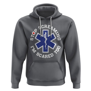 Funny Nurse Hoodie Stop Screaming I'm Scared Too Nursing Life Red Cross TS02 Charcoal Printyourwear