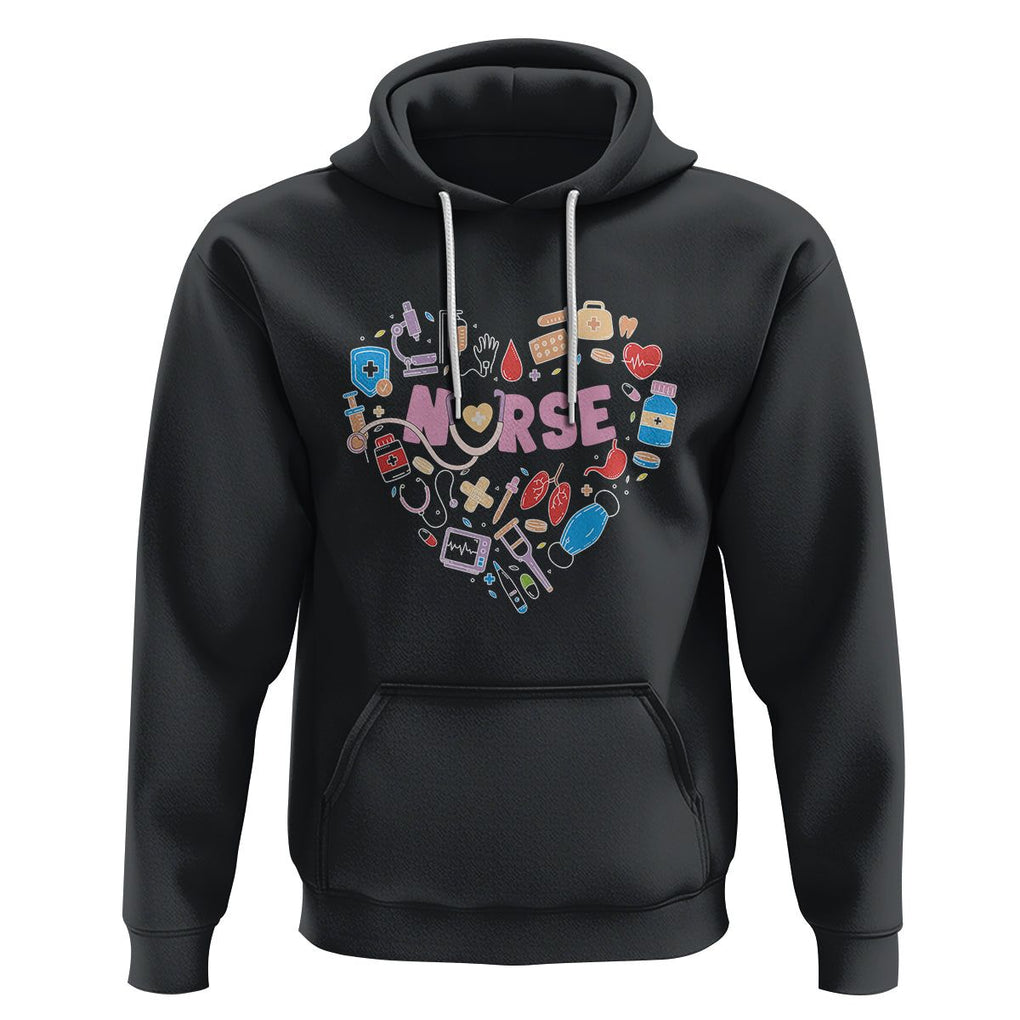 Nurse Life Hoodie Stethoscope Heart Nursing Appreciation Scrub Life TS02 Black Printyourwear