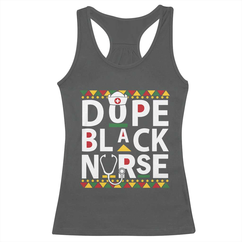 Dope Black Nurse Racerback Tank Top Proud Afro Melanin RN TS02 Dark Heather Print Your Wear