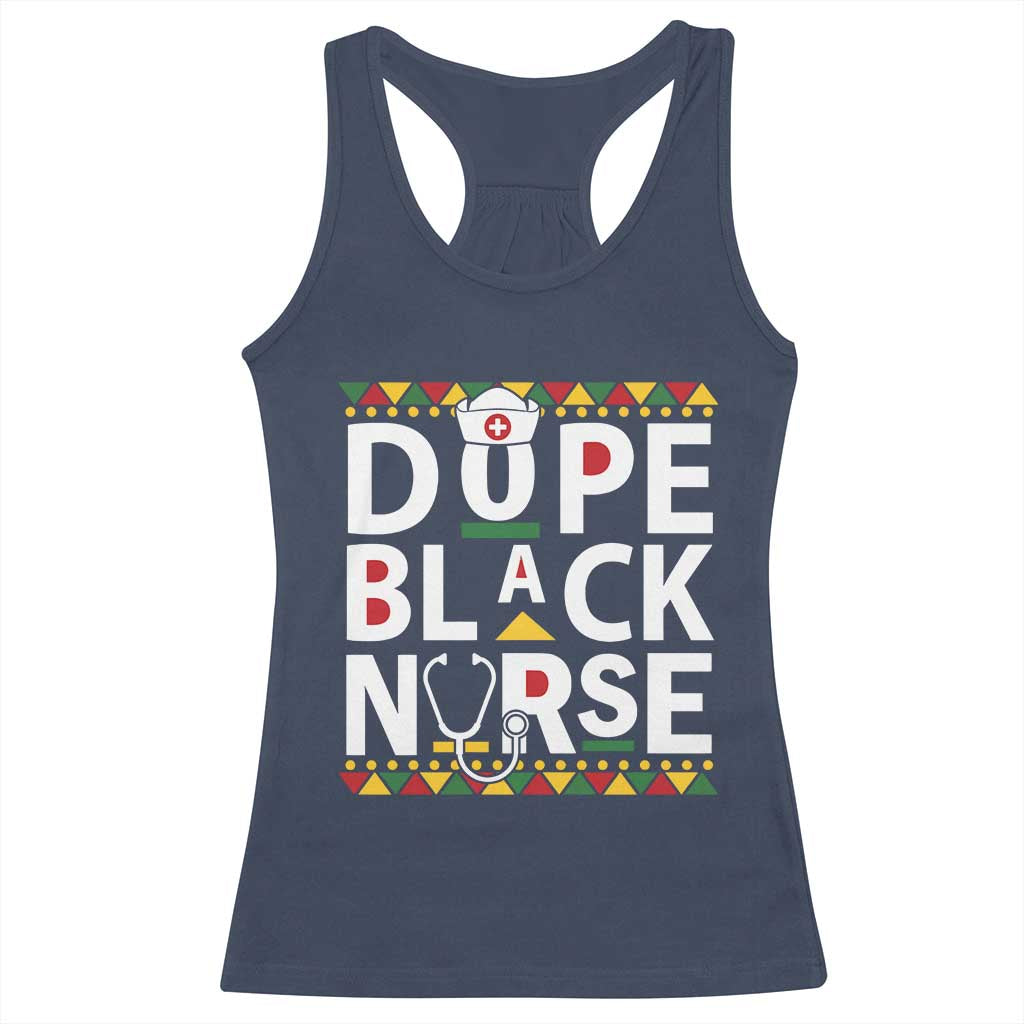 Dope Black Nurse Racerback Tank Top Proud Afro Melanin RN TS02 Navy Print Your Wear