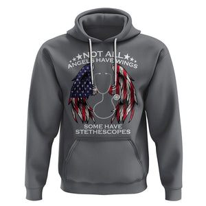 Nurse Appreciation Hoodie Not All Angels Have Wings Some Have Stethoscopes American Flag Angel Wings TS02 Charcoal Printyourwear