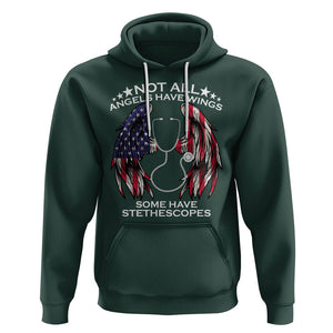 Nurse Appreciation Hoodie Not All Angels Have Wings Some Have Stethoscopes American Flag Angel Wings TS02 Dark Forest Green Printyourwear