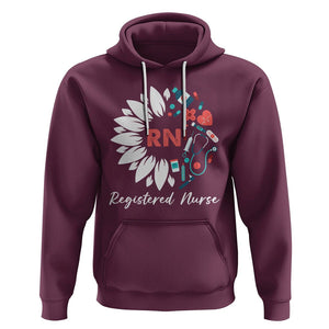 Registered Nurse Hoodie RN Pride Scrub Life Empowering Caregivers Sunflower TS02 Maroon Printyourwear