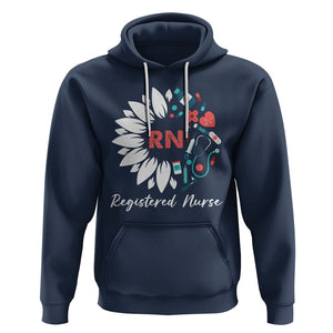 Registered Nurse Hoodie RN Pride Scrub Life Empowering Caregivers Sunflower TS02 Navy Printyourwear