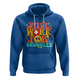 NICU Nurse Hoodie Will Work For Snuggles Labor & Delivery Life Retro Groovy TS02 Royal Blue Printyourwear