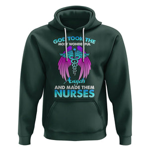 Proud Nurse Hoodie God Took The Most Wonderful Angels And Made Them Nurses Empowering Caregivers TS02 Dark Forest Green Printyourwear