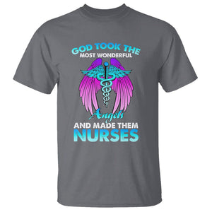 Proud Nurse T Shirt God Took The Most Wonderful Angels And Made Them Nurses Empowering Caregivers TS02 Charcoal Printyourwear